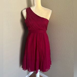 J. Crew One Shoulder silk Dress in Burgundy size 2